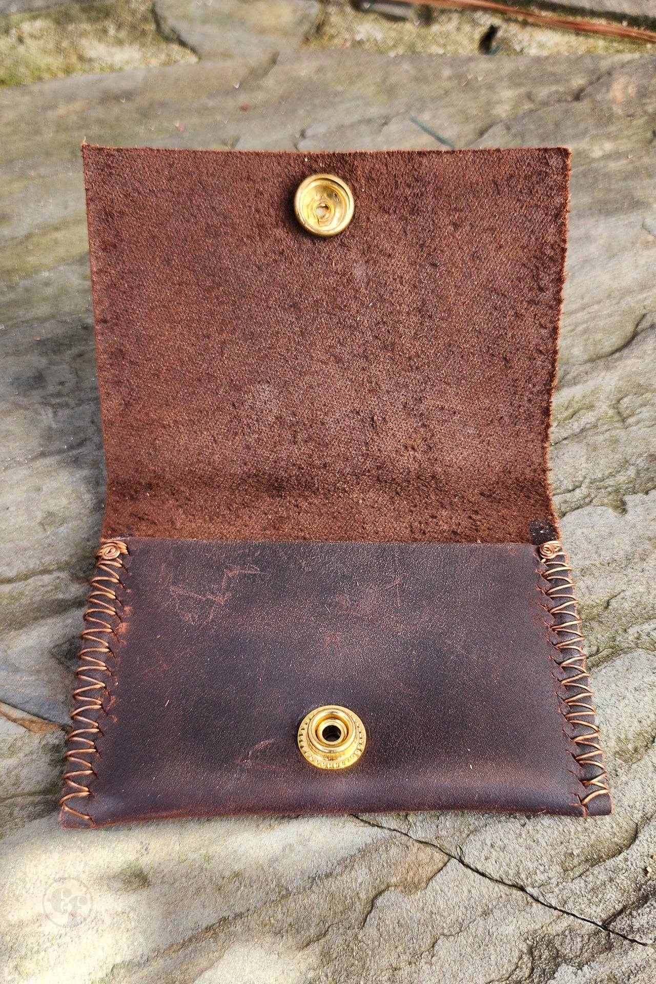 Dark Brown Premium Copper Stitch Leather Front Pocket Wallet