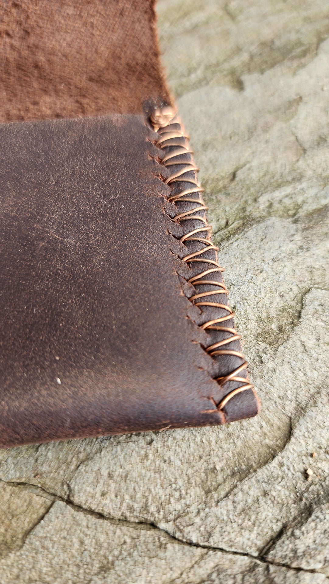 Dark Brown Premium Copper Stitch Leather Front Pocket Wallet