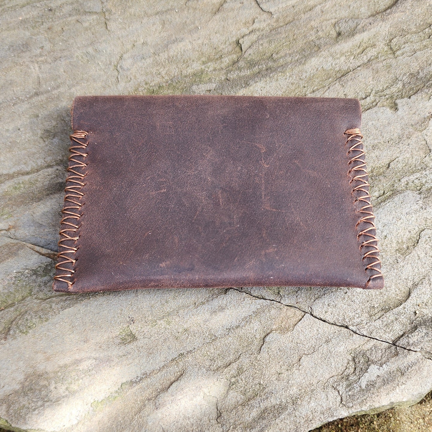 Dark Brown Premium Copper Stitch Leather Front Pocket Wallet