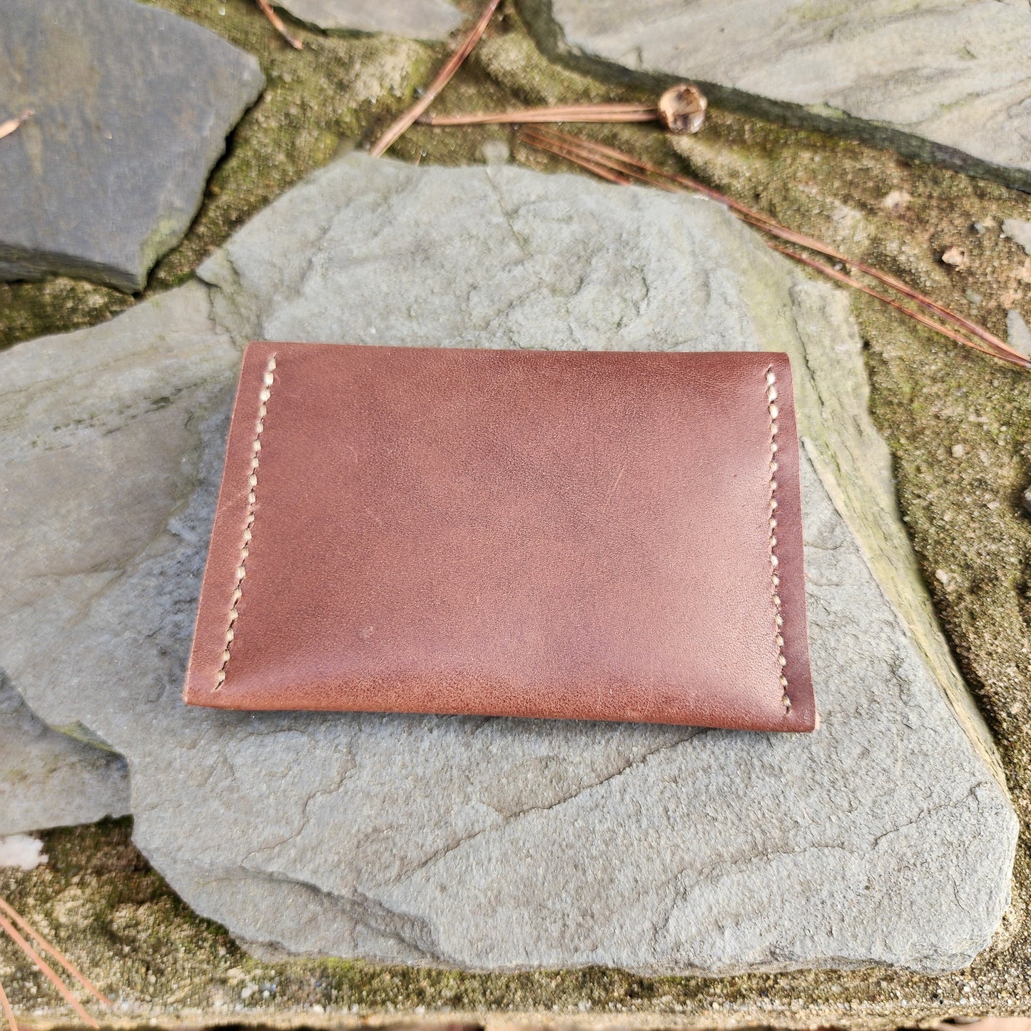 Brown Premium White Stitch Front Pocket Wallet